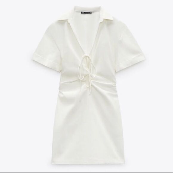 NWT ZARA LINEN BLEND DRESS WITH KEYHOLE DETAIL - Picture 4 of 16